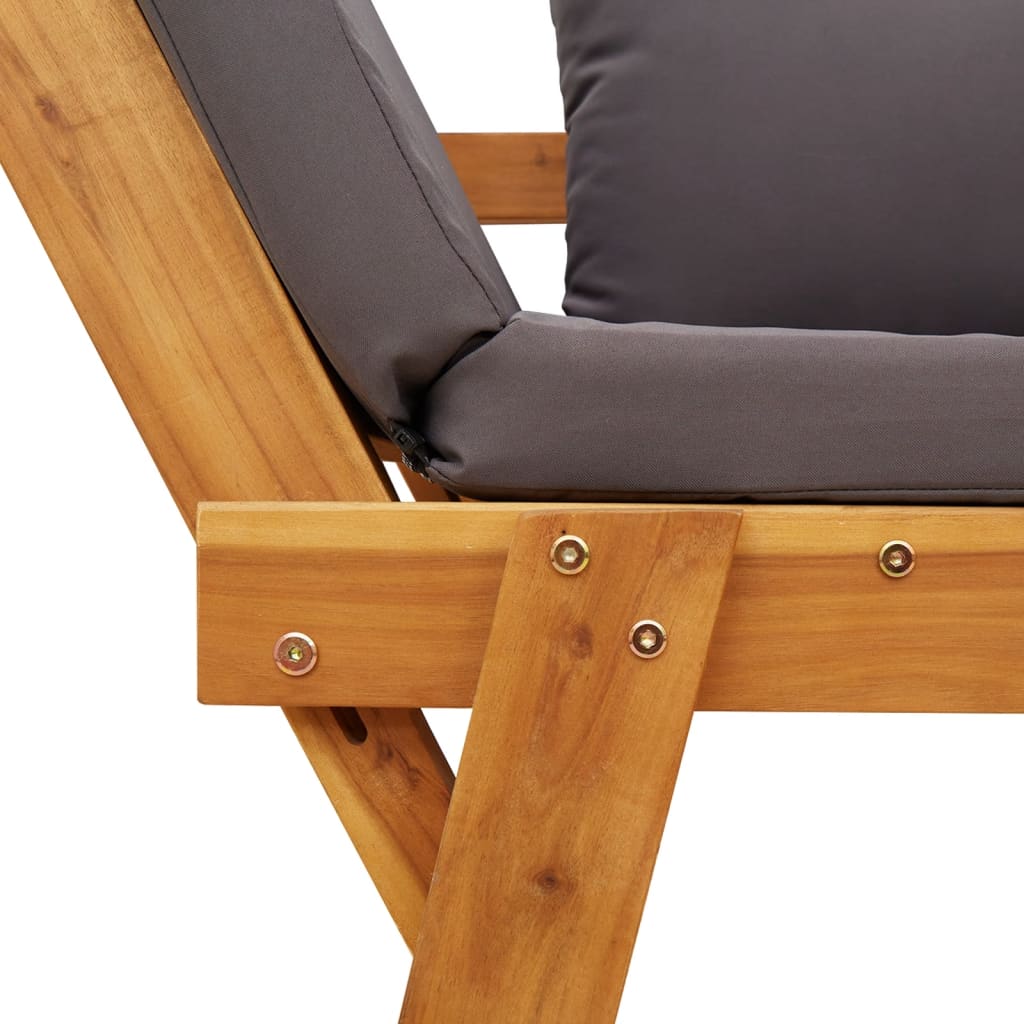 Gartenbank mit Kissen 2-in-1 Massivholz Akazie – Bild 8